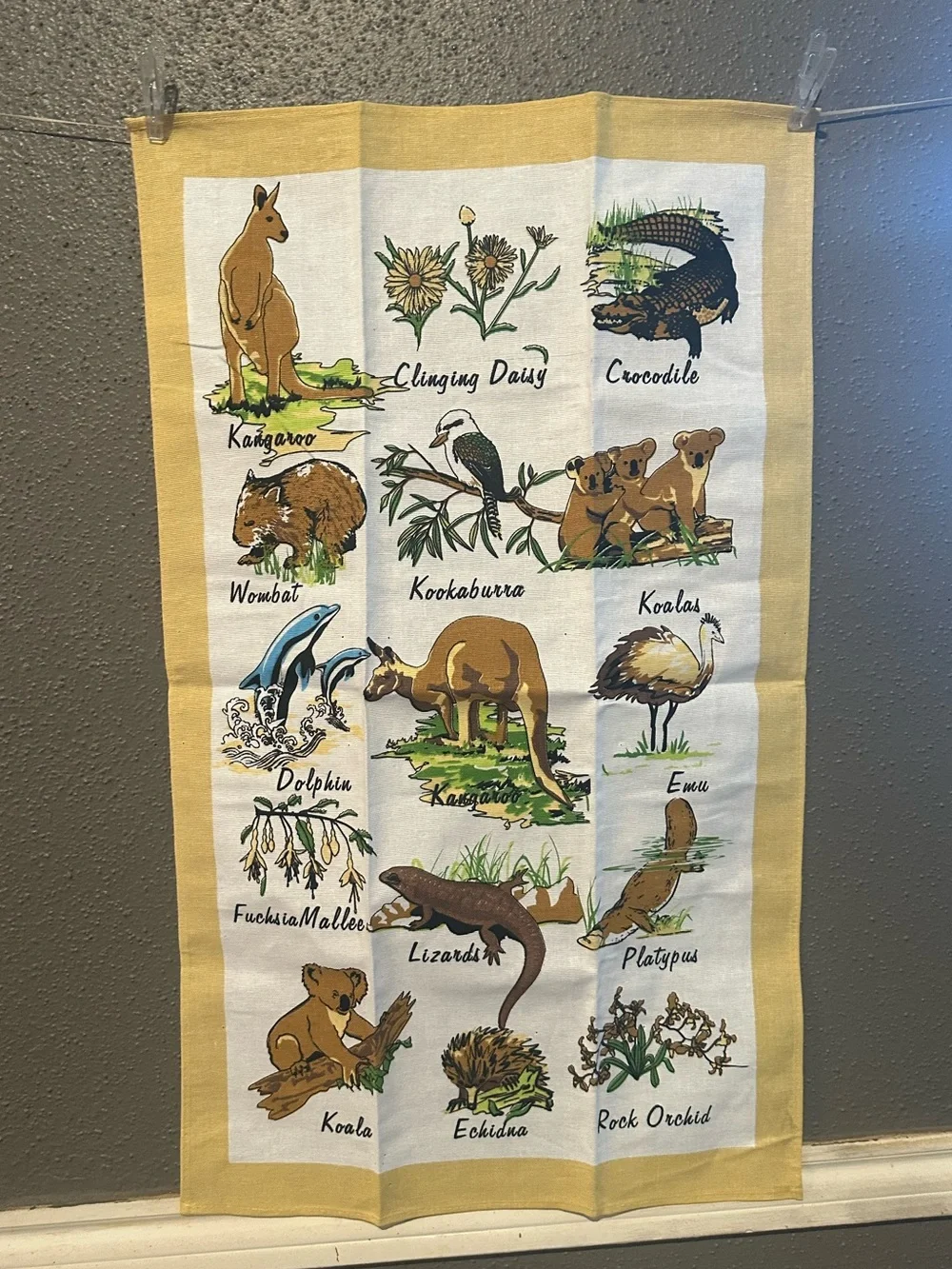Aussie Iconic Wildlife Linen Tea Towel